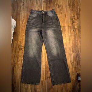 SHEIN Black Straight Leg Jeans